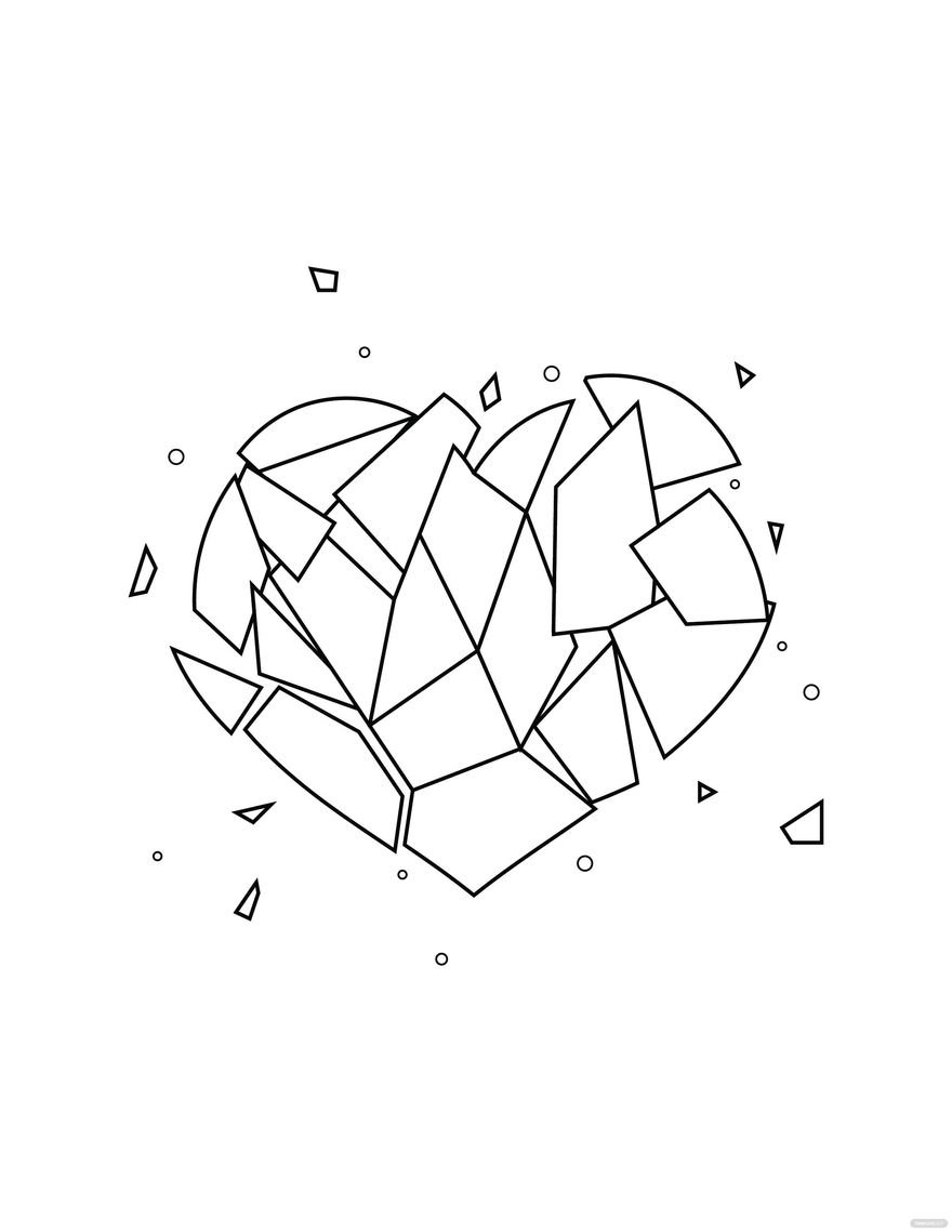 Free Broken Heart Coloring Page for Adults