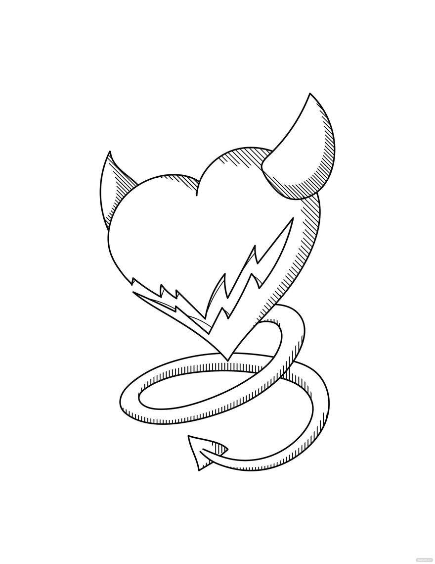 Free Evil Broken Heart Coloring Page