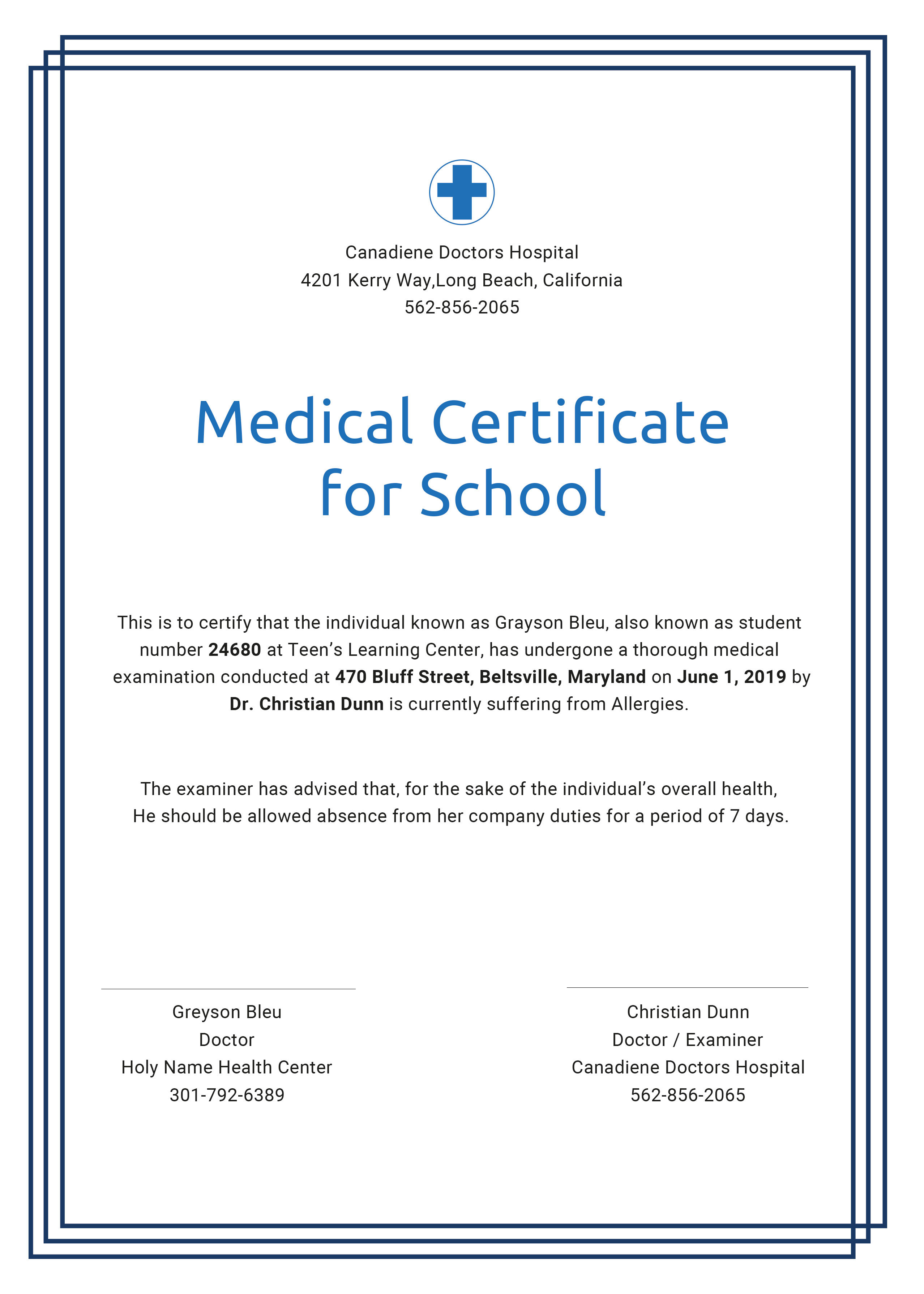 Medical Certificate Templates 26 Free Printable Word And Pdf Samples ...