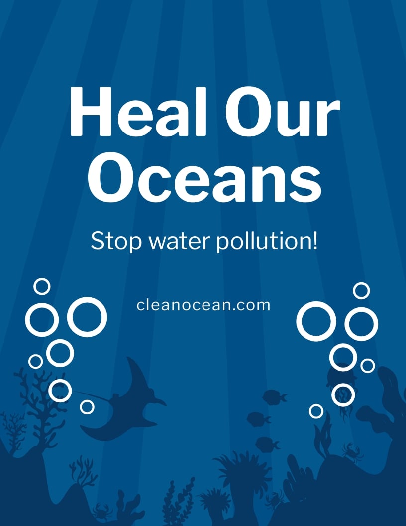 Ocean Pollution Awareness Flyer Template in Word, Google Docs, PSD, Apple Pages, Publisher