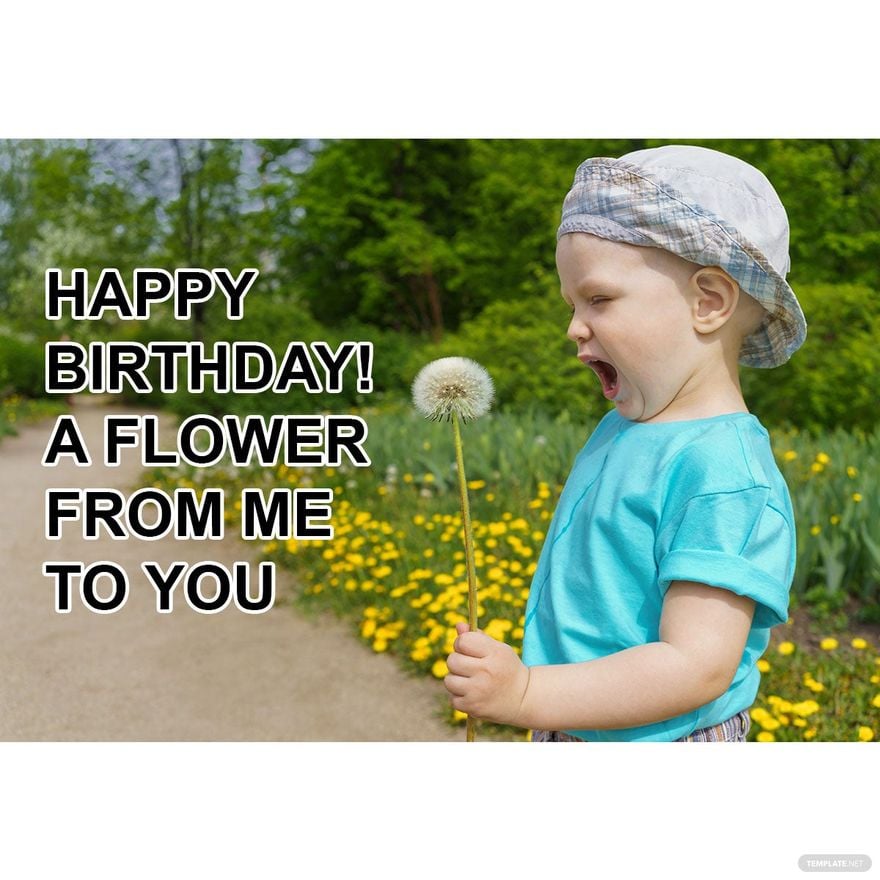 Free Happy Birthday Flower Meme in Illustrator, PSD, JPG, GIF, PNG