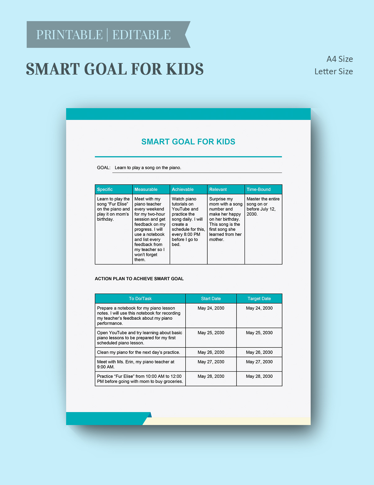 Study Monthly Smart Goals Template Google Docs, Google Slides, Excel