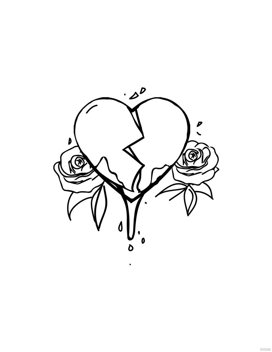 Free Heart And Rose Love Drawing - EPS, Illustrator, JPG, PNG, PDF ...