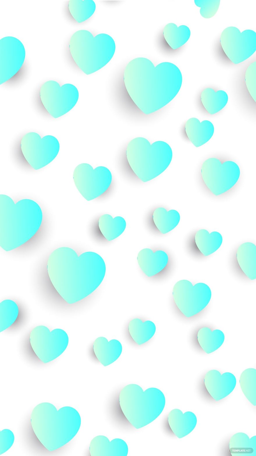 Free Aqua Blue Heart Background