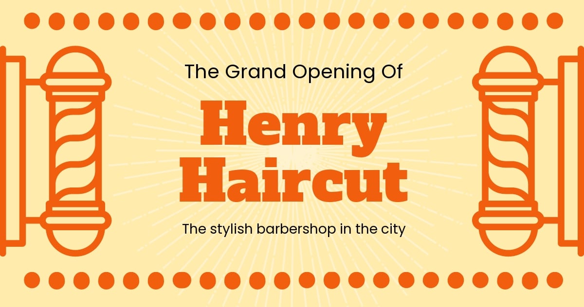 Barber Shop Grand Opening Facebook Post Template