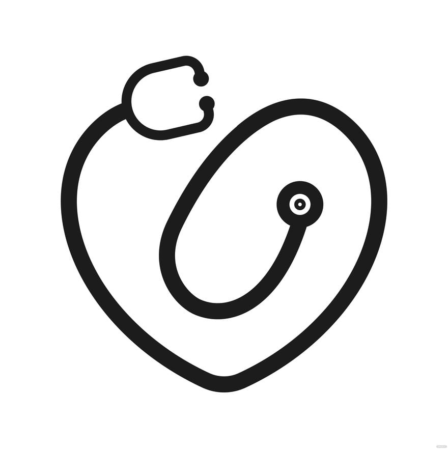 Free Heart Shaped Stethoscope Silhouette in Illustrator, PSD, EPS, SVG, JPG, PNG
