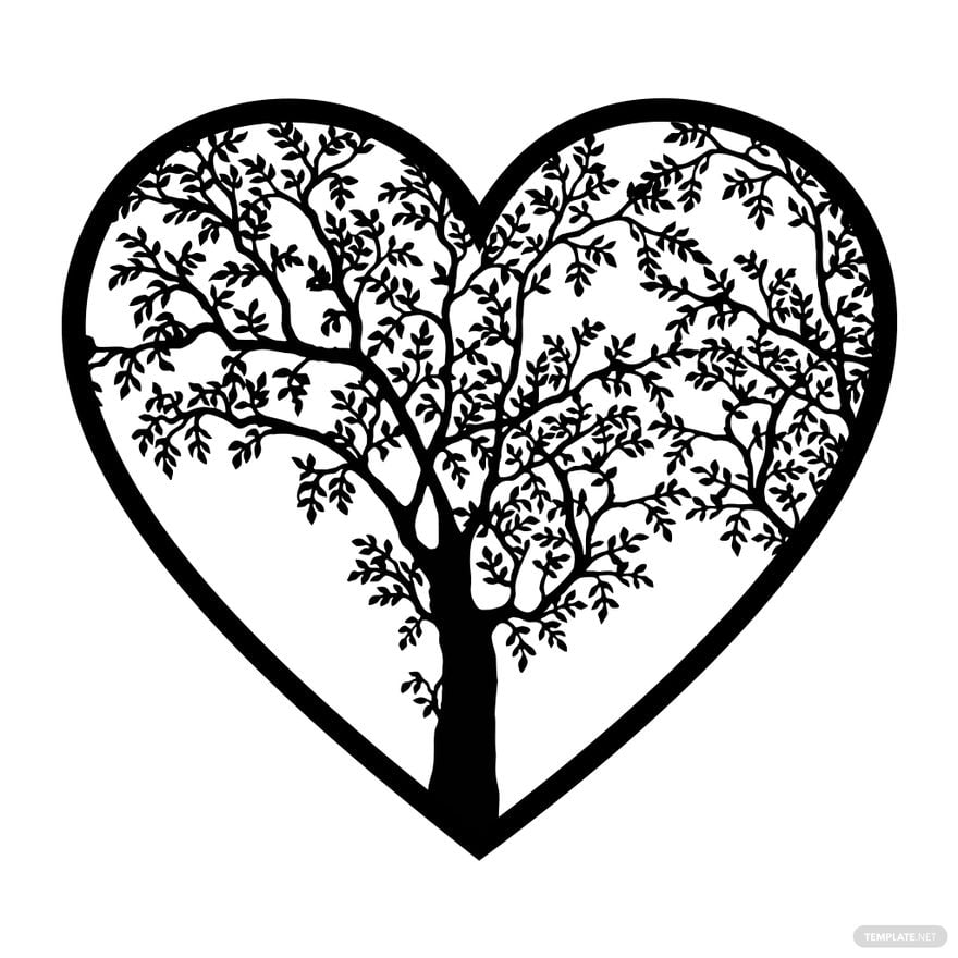 Free Love Heart Tree Silhouette in Illustrator, PSD, EPS, SVG, JPG, PNG
