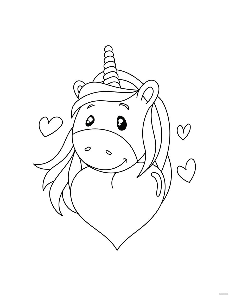 Unicorn Love Coloring Page
