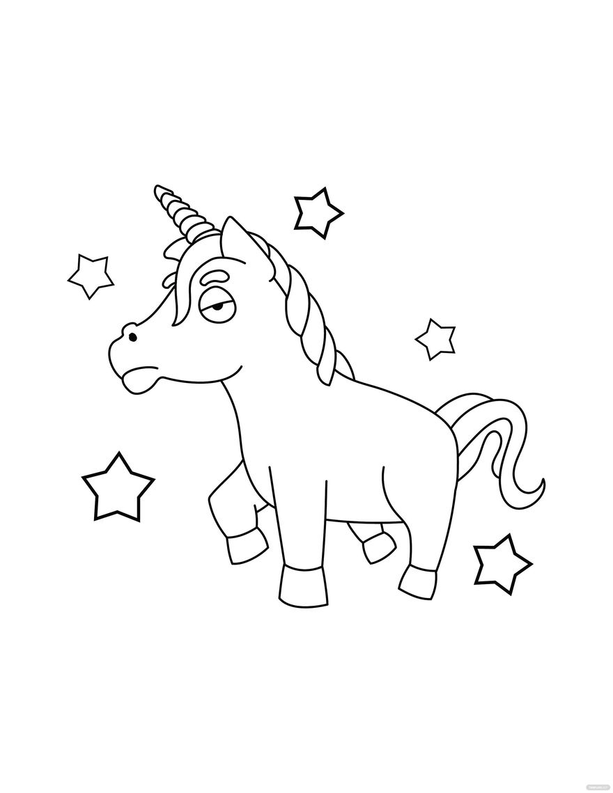 Funny Unicorn Coloring Page