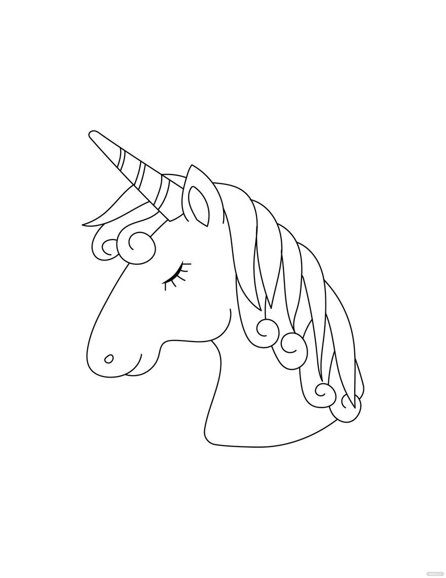 Free Unicorn Head Coloring Page