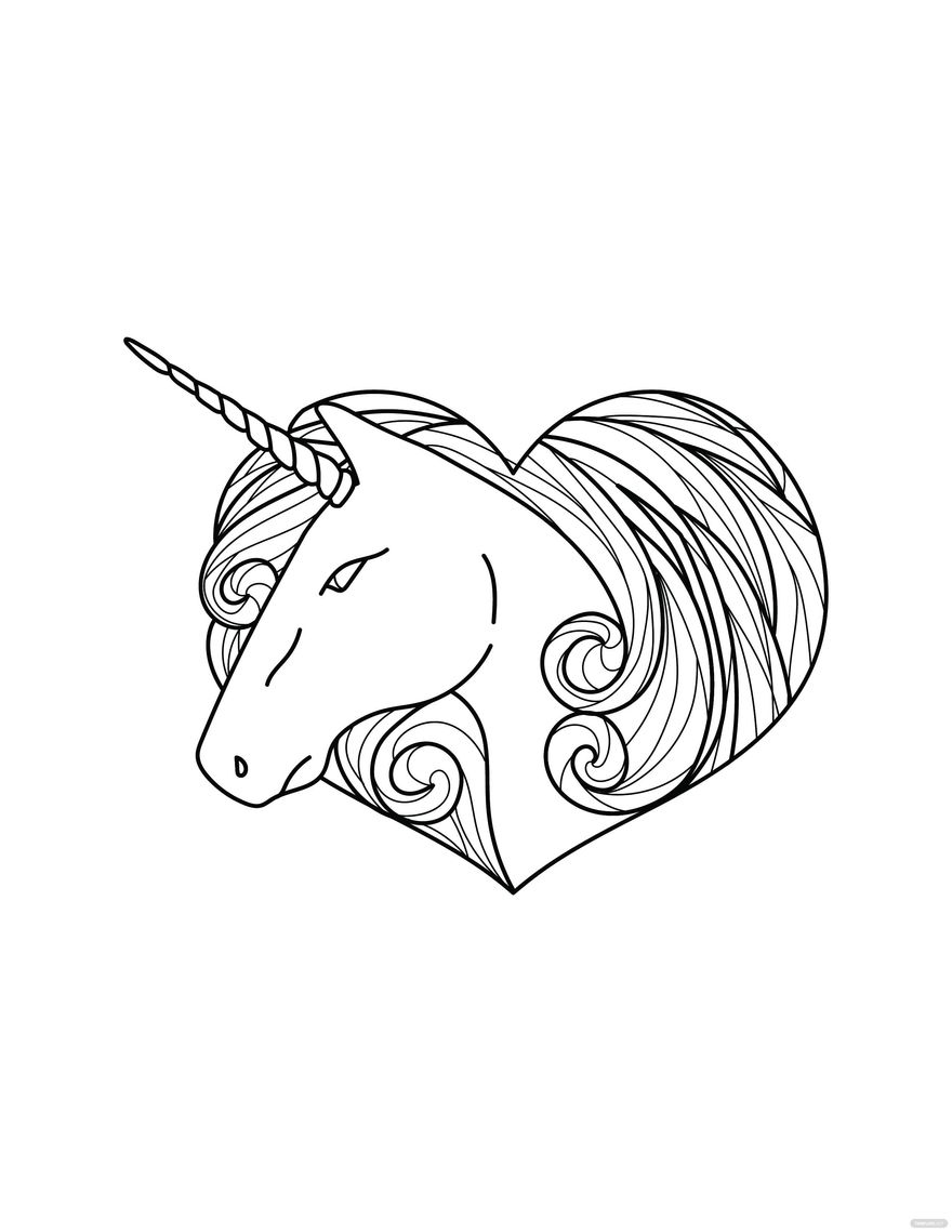 Unicorn Heart Coloring Page