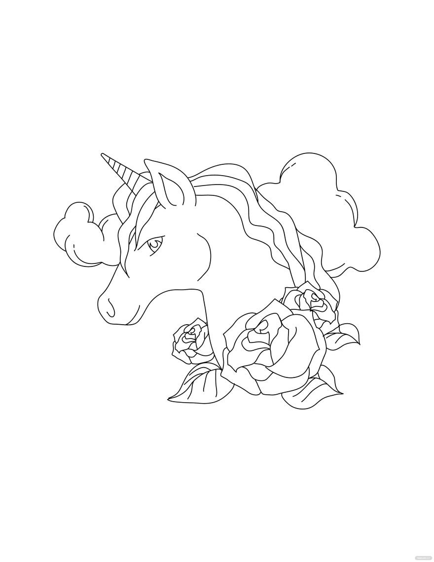 Free Flower Unicorn Coloring Page