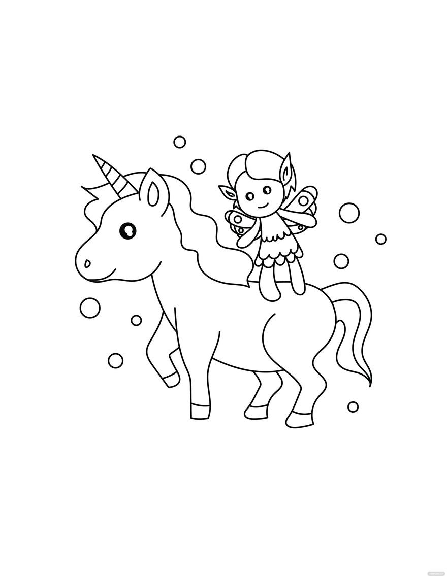 Free Fairy Unicorn Coloring Page