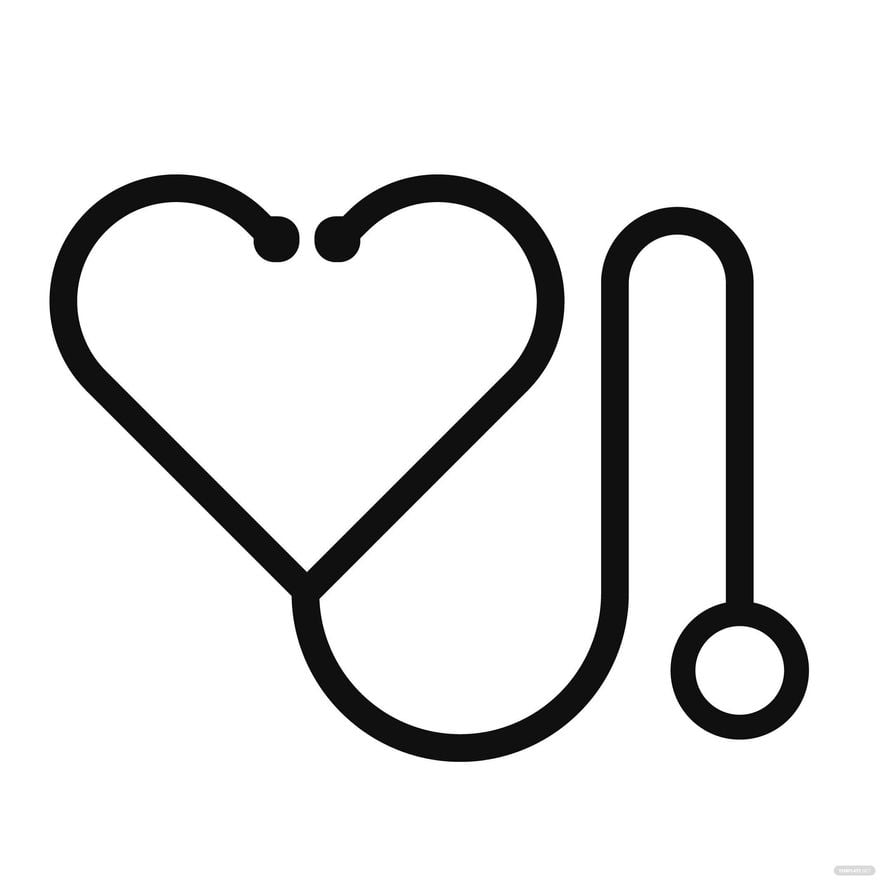 Free Heart Stethoscope Clipart Black and White