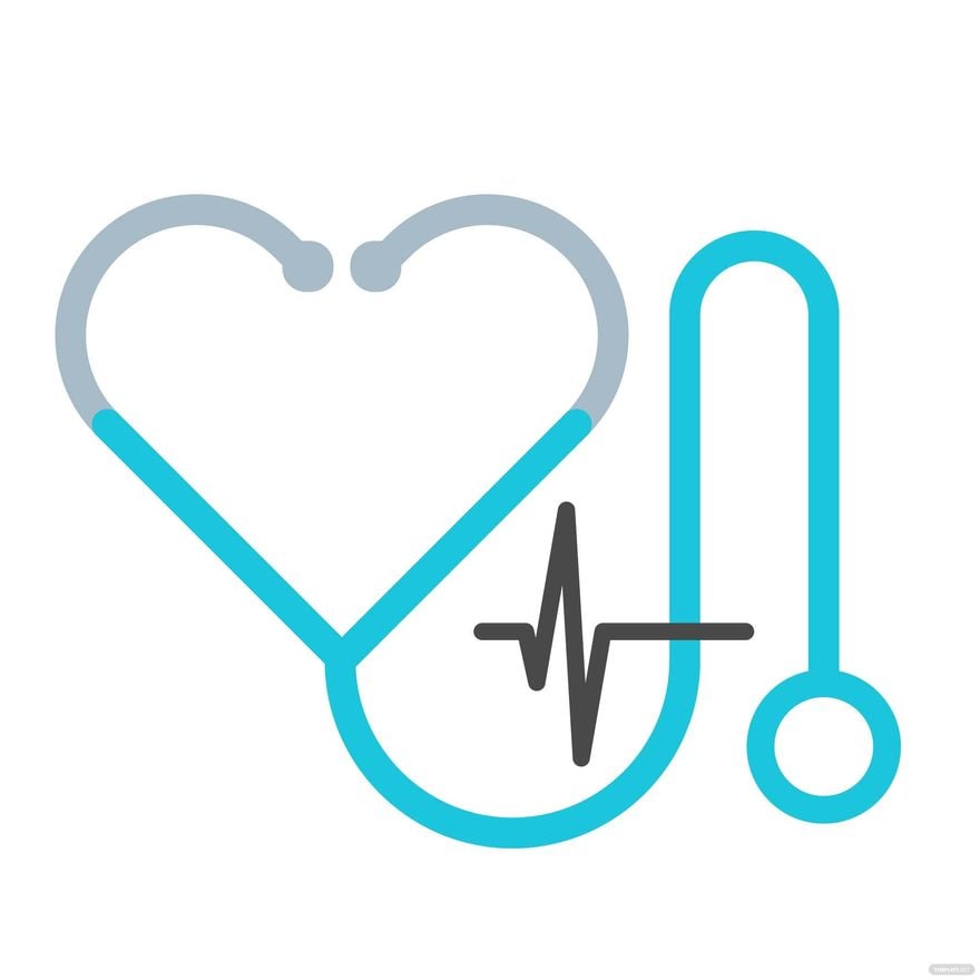 Stethoscope Heartbeat Clipart in Illustrator, EPS, SVG, JPG, PNG