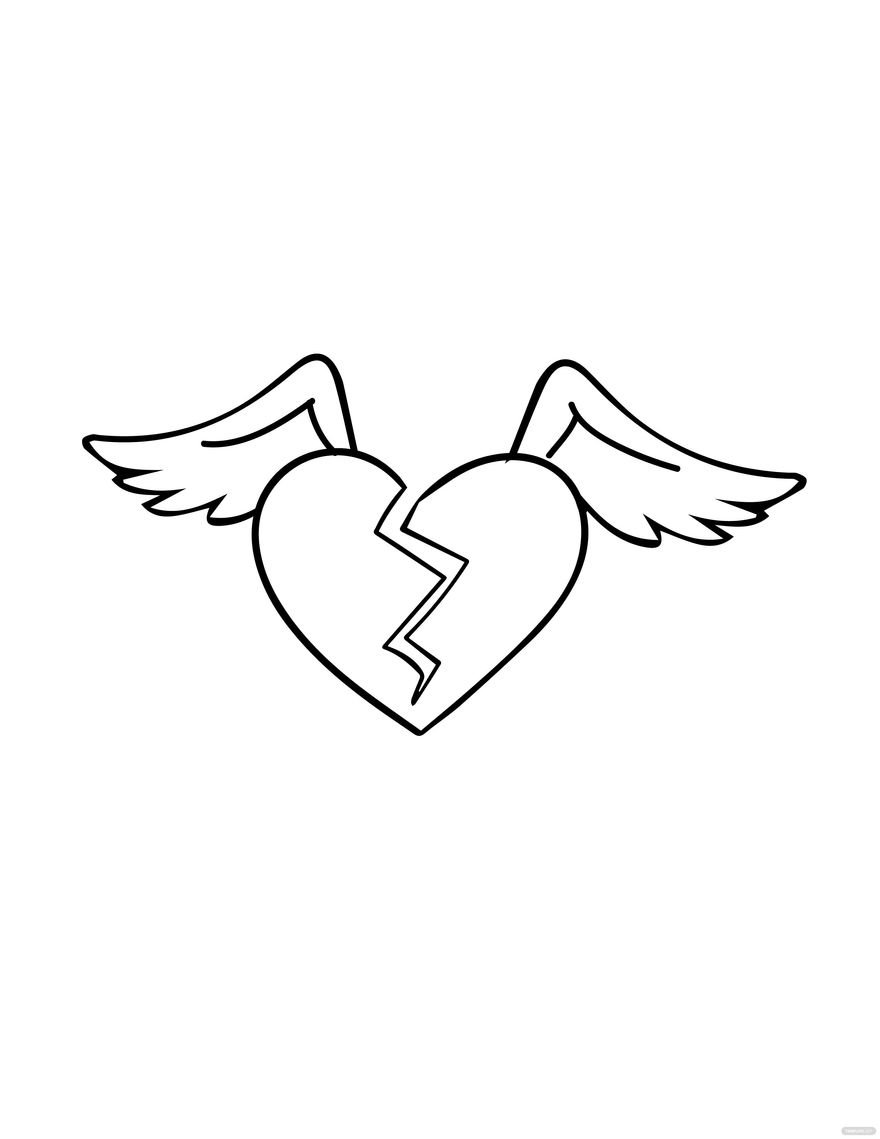 Free Broken Heart With Wings Drawing