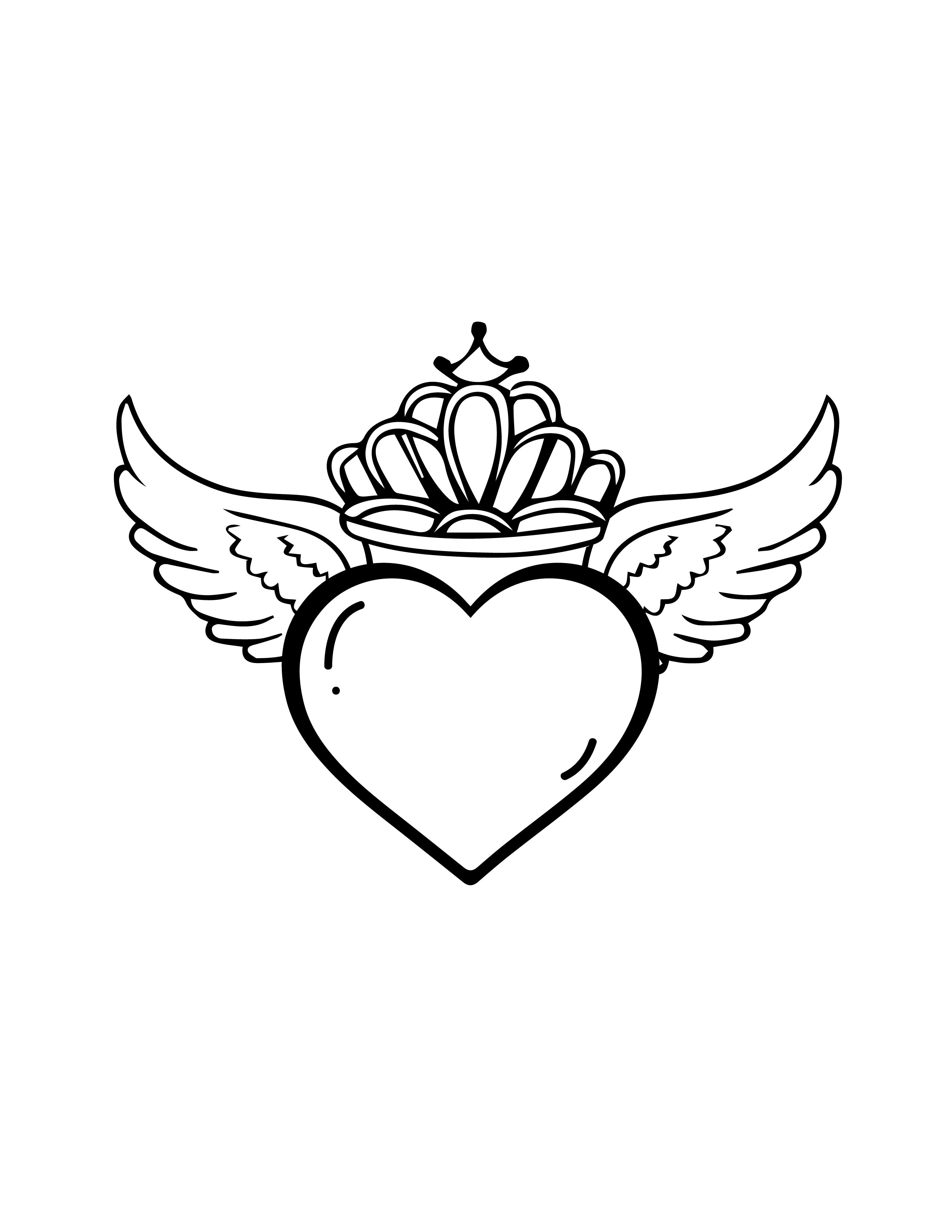 how to draw heart with wings and banner