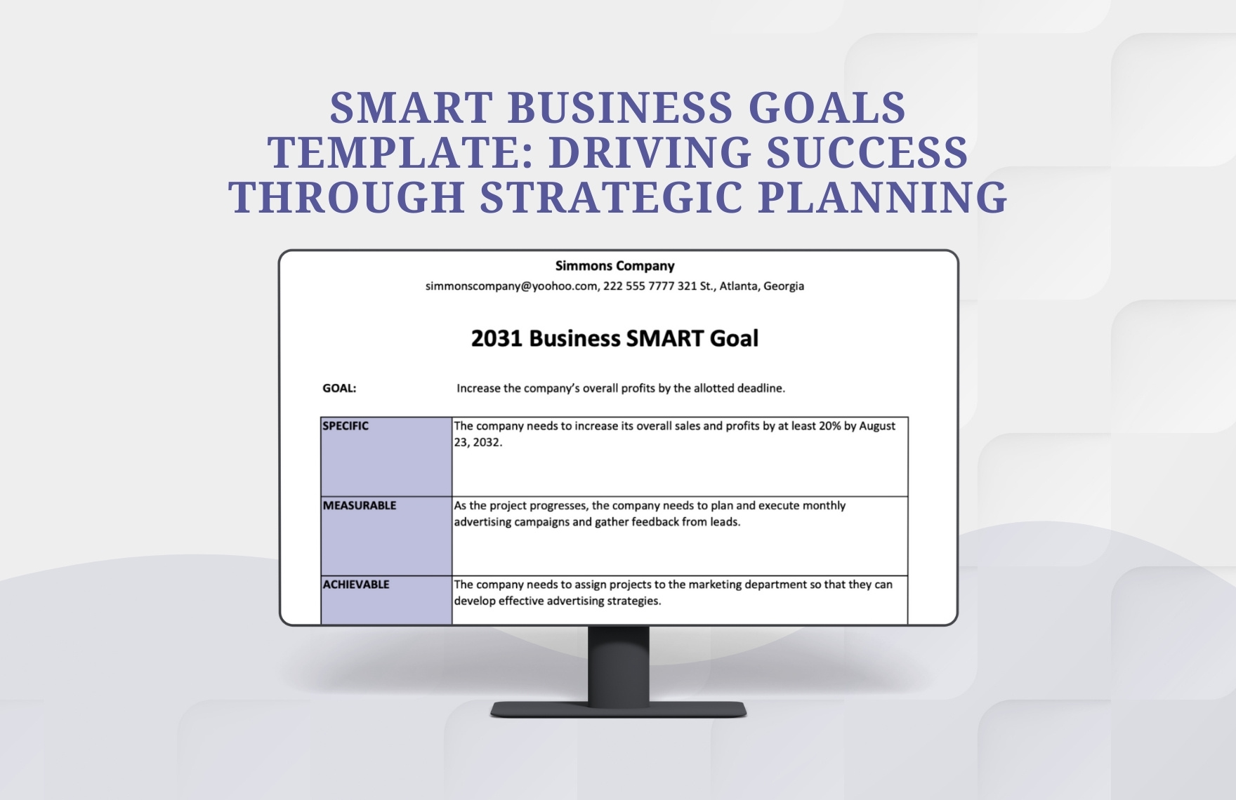 Smart Business Goals Template