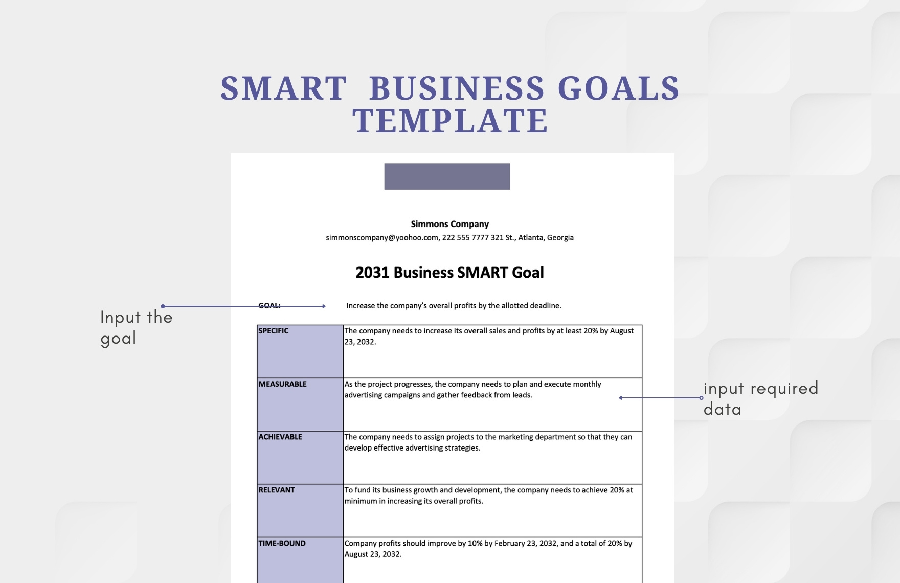 Smart Business Goals Template