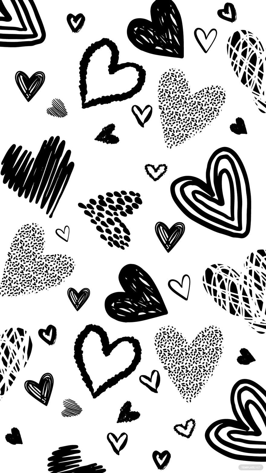 Free Black And White Heart Phone Background