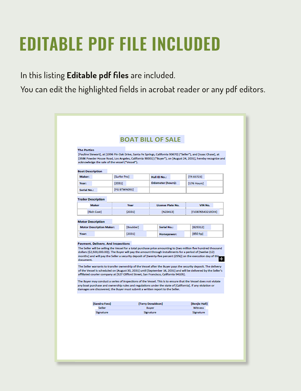 Boat Bill of Sale Template - Google Docs, Word, PDF | Template.net