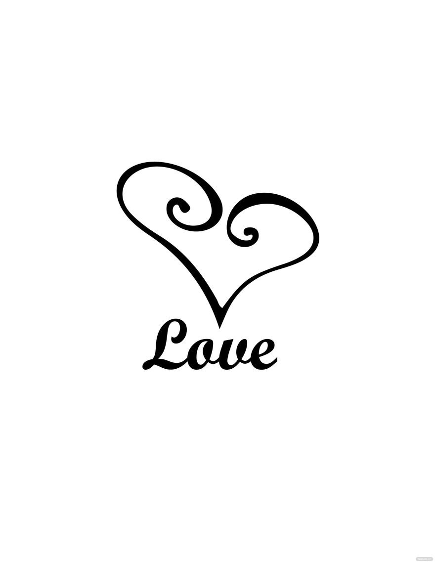 Free Love Heart Tattoo Drawing