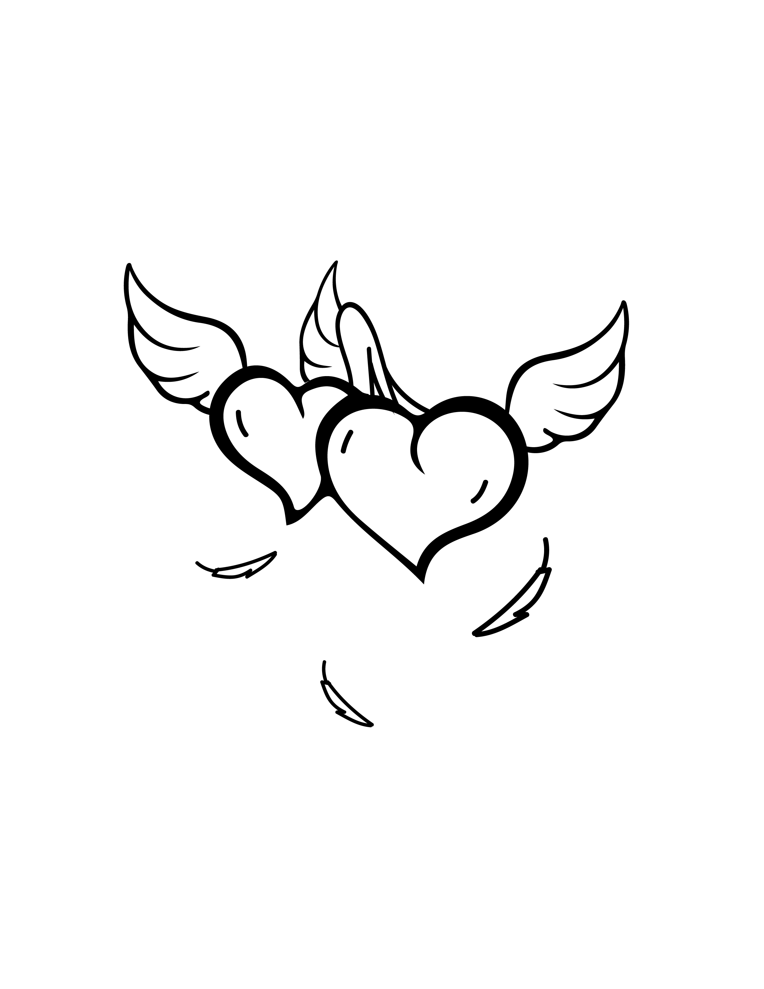 heart with wings and crown sketches