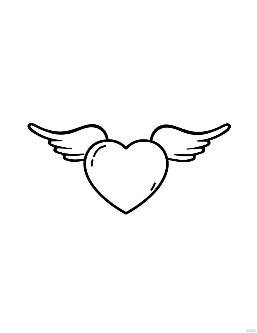 Free Heart With Wings Drawing