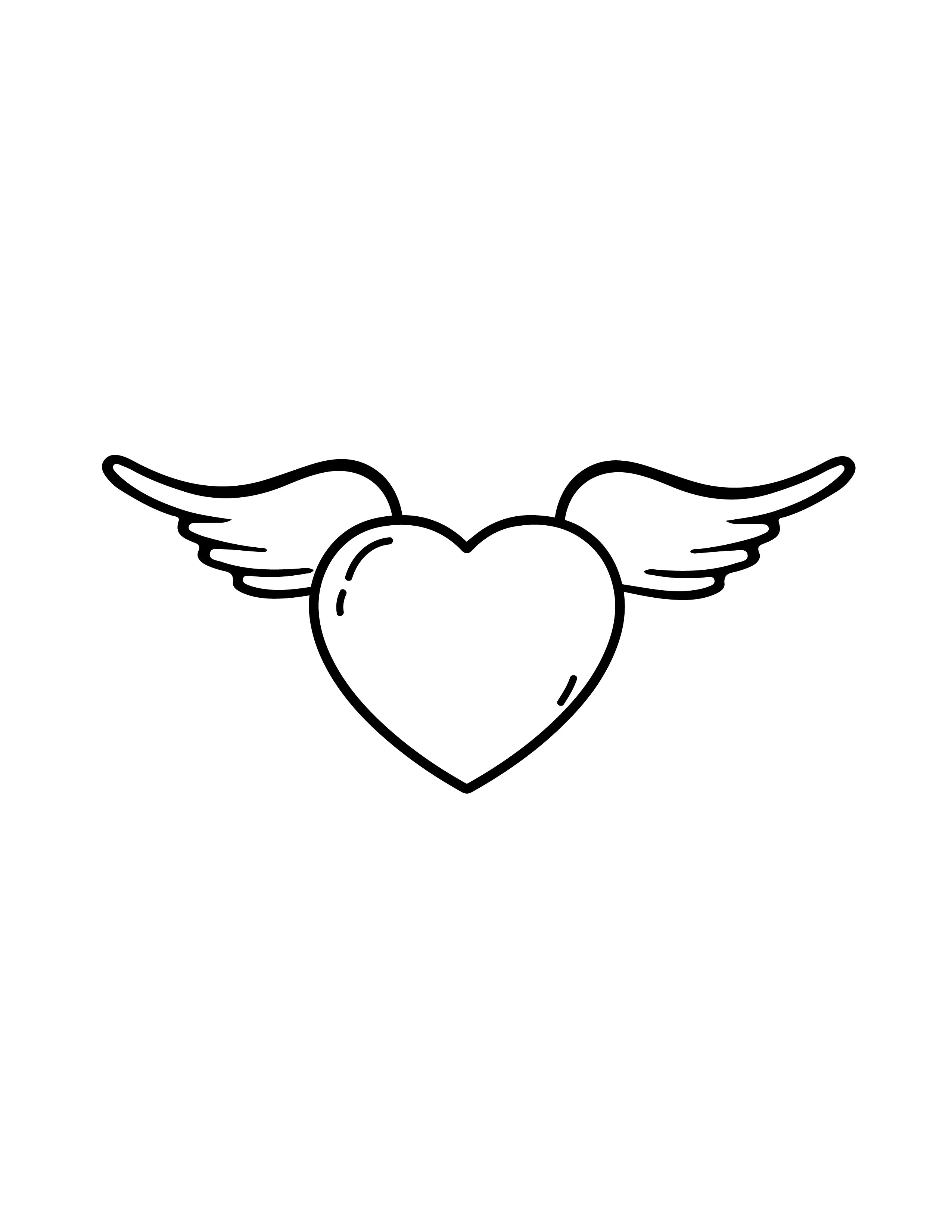 Heart With Wings Line Drawing