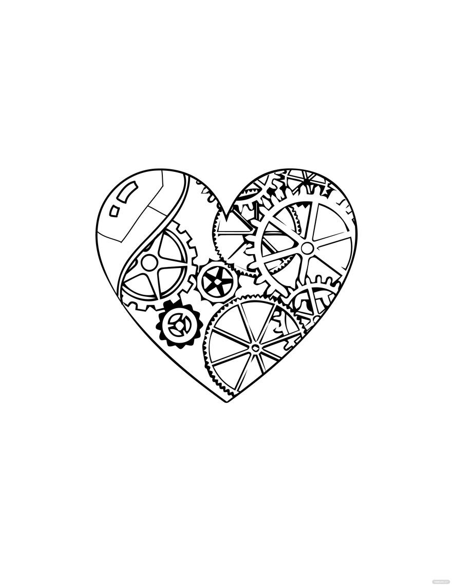 Free Steampunk Anatomical Heart Drawing