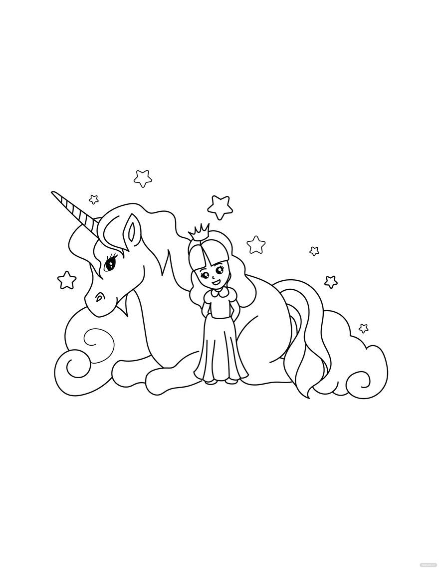 Free Princess Unicorn Coloring Page