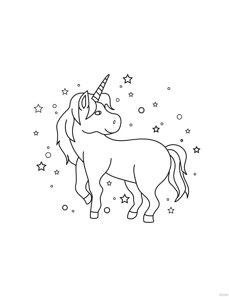 Free Glitter Unicorn Coloring Page
