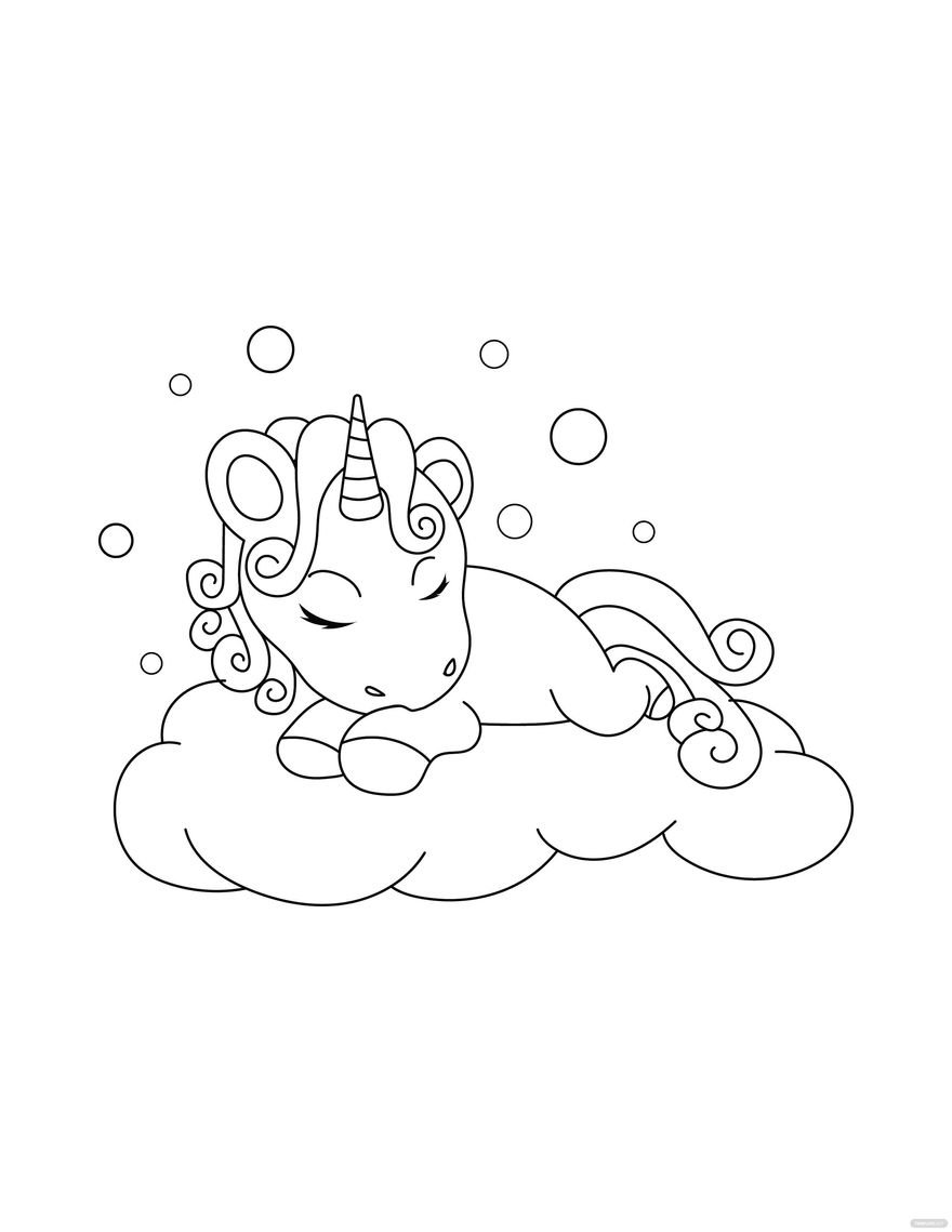 Free Baby Unicorn Coloring Page