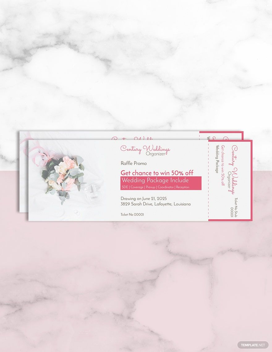 Free Wedding Raffle Ticket Template in Word, Illustrator, PSD, Apple Pages, Publisher, InDesign