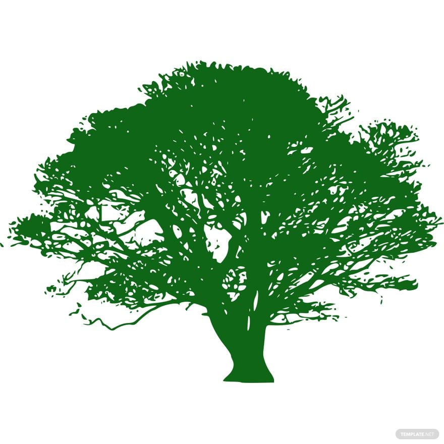 Free Green Oak Tree Silhouette in Illustrator, PSD, EPS, SVG, JPG, PNG
