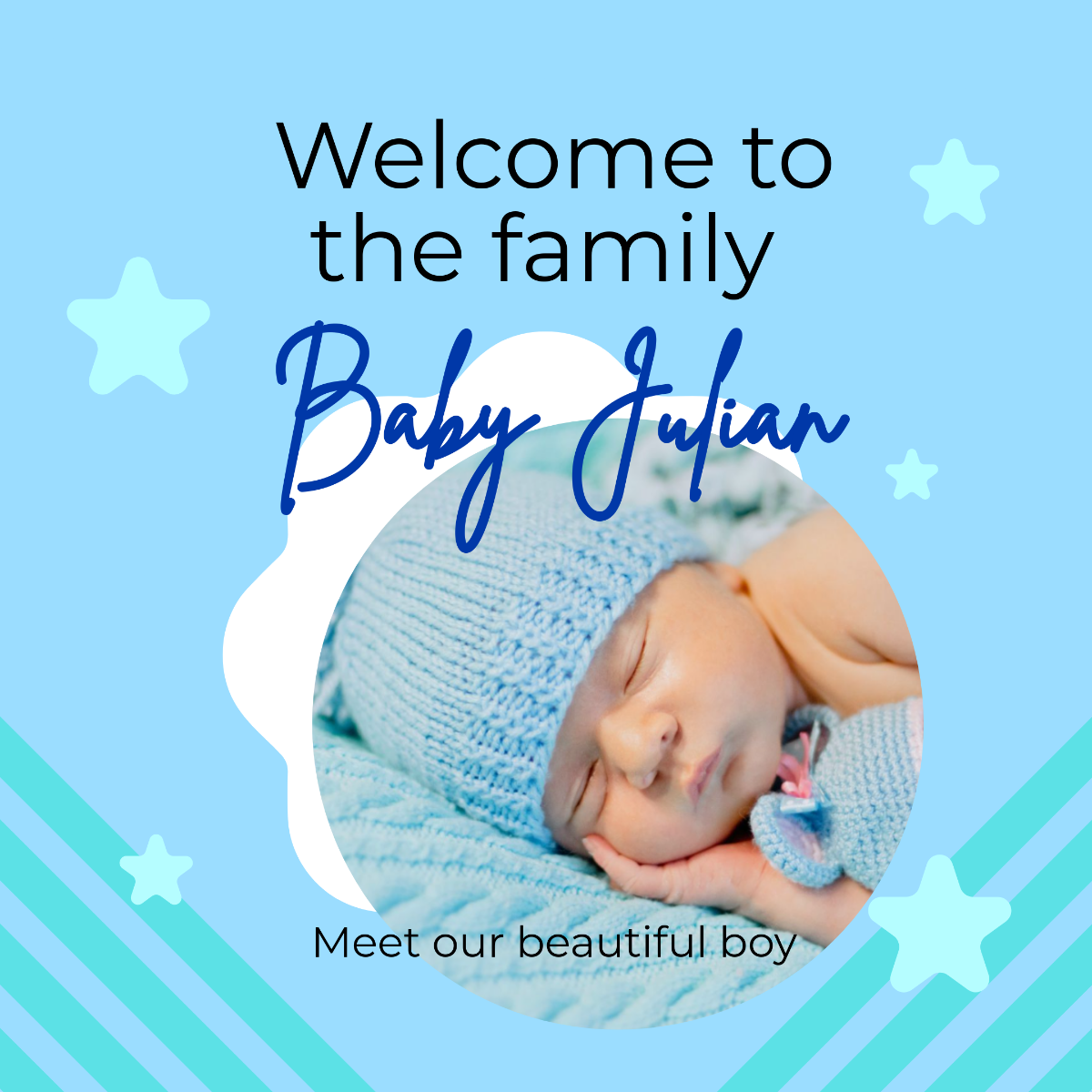 Baby Announcement Photo Instagram Post Template - Edit Online & Download