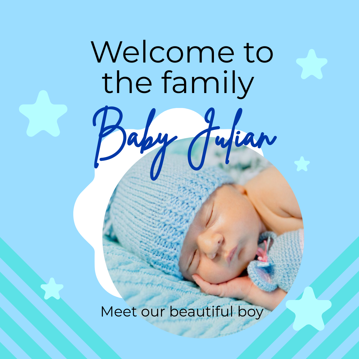 Baby Announcement Photo Linkedin Post Template - Edit Online & Download