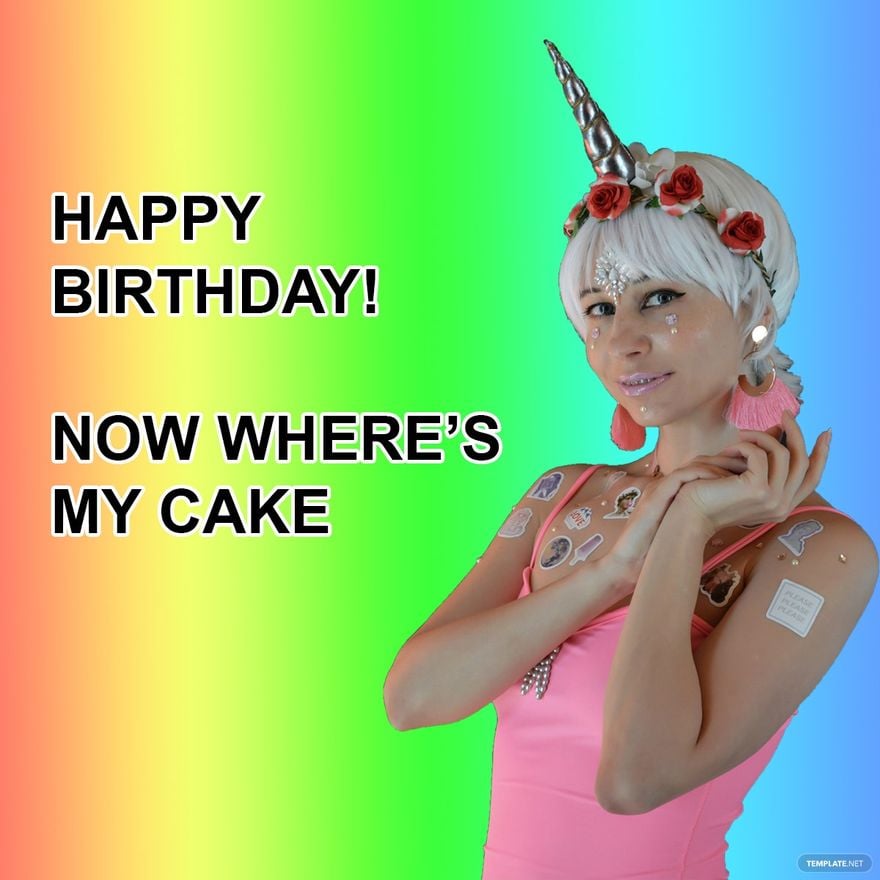 Free Happy Birthday Unicorn Meme in Illustrator, PSD, JPG, GIF, PNG
