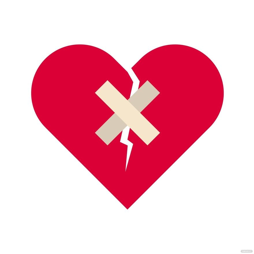 Free Broken Heart with Bandage Clipart in Illustrator, EPS, SVG, JPG, PNG