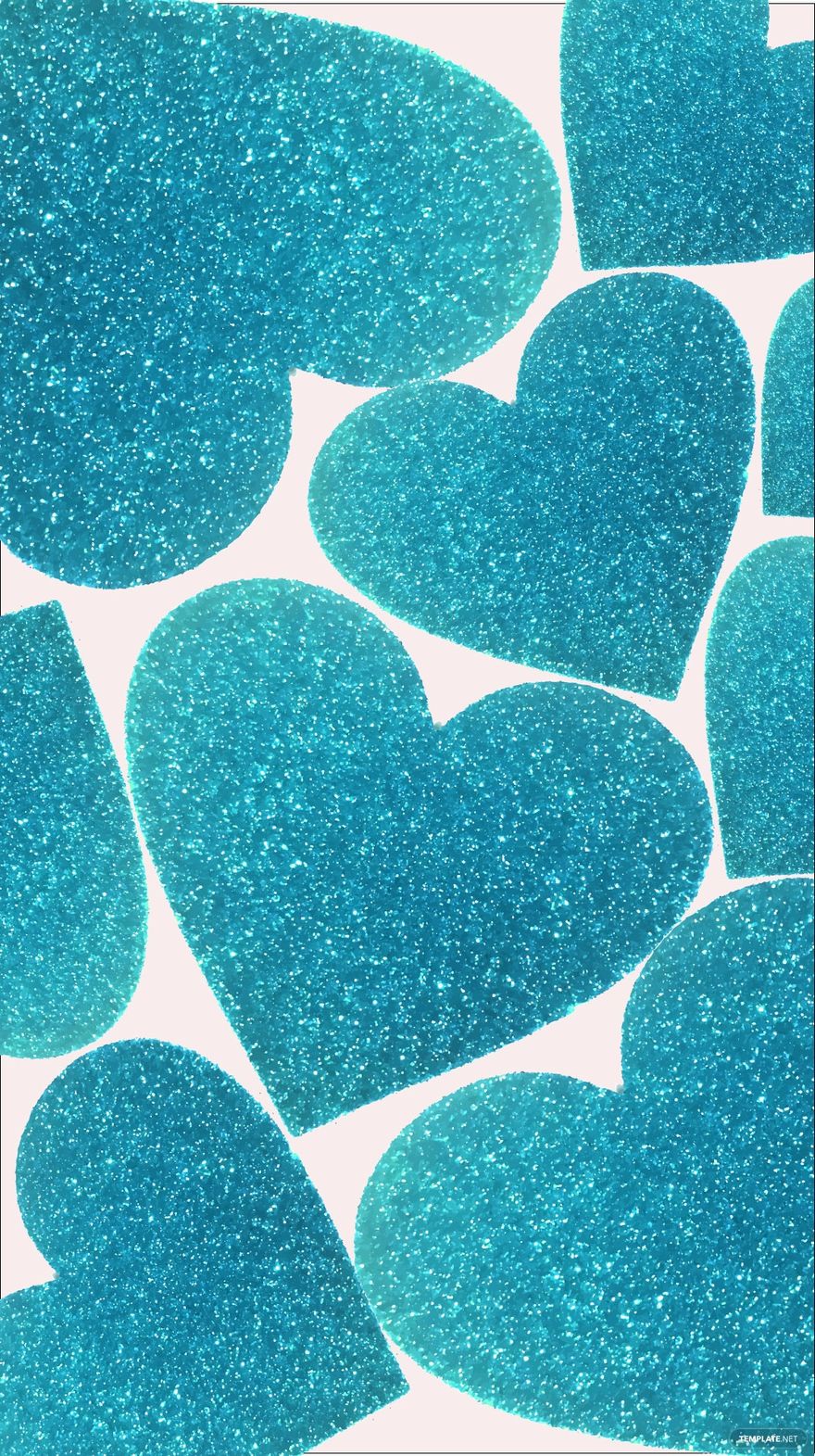 Free Blue Glitter Heart Background