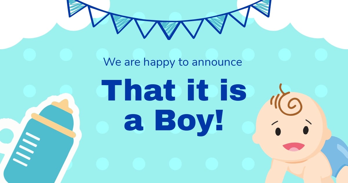 Boy Pregnancy Announcement Facebook Post Template