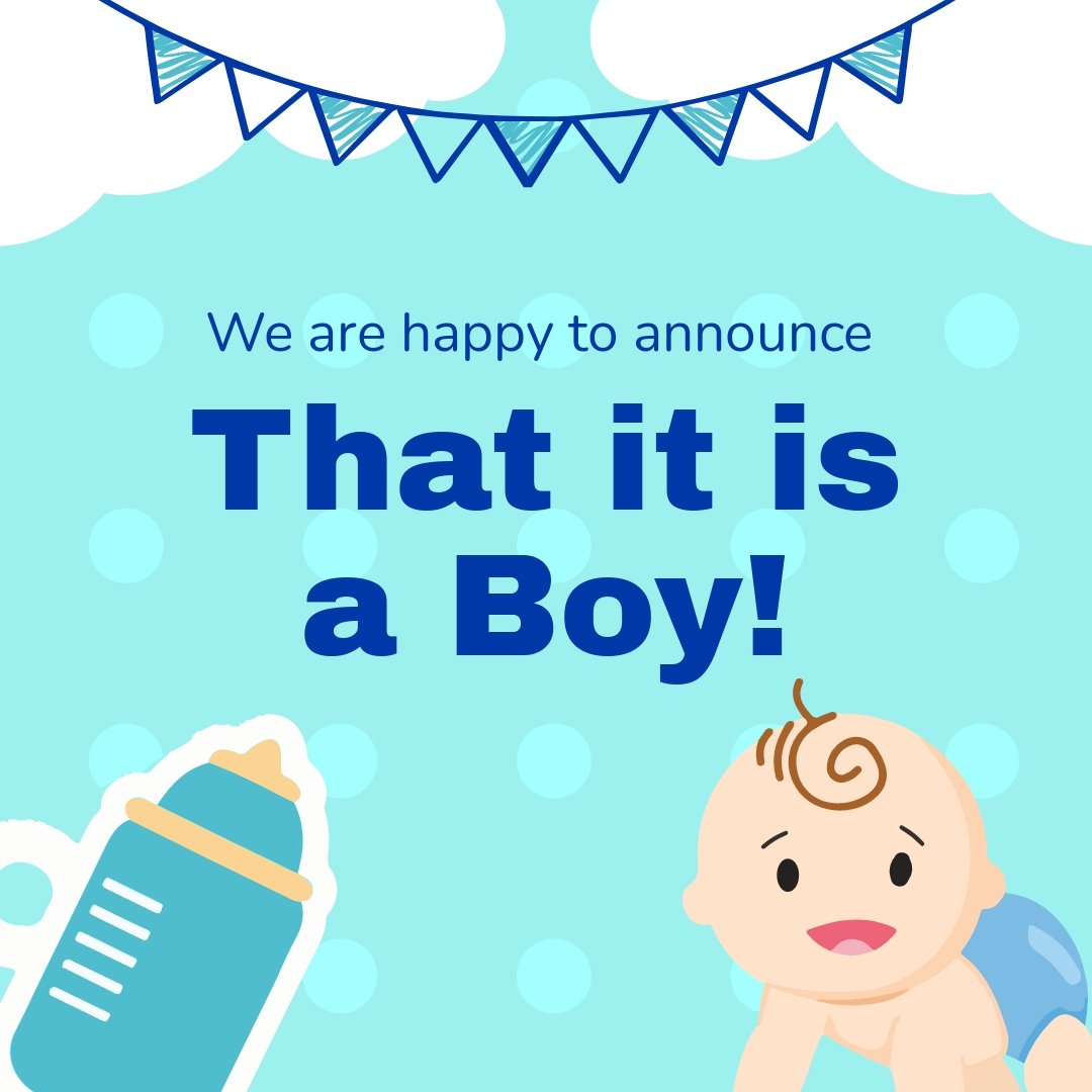 Free Boy Pregnancy Announcement Instagram Post Template