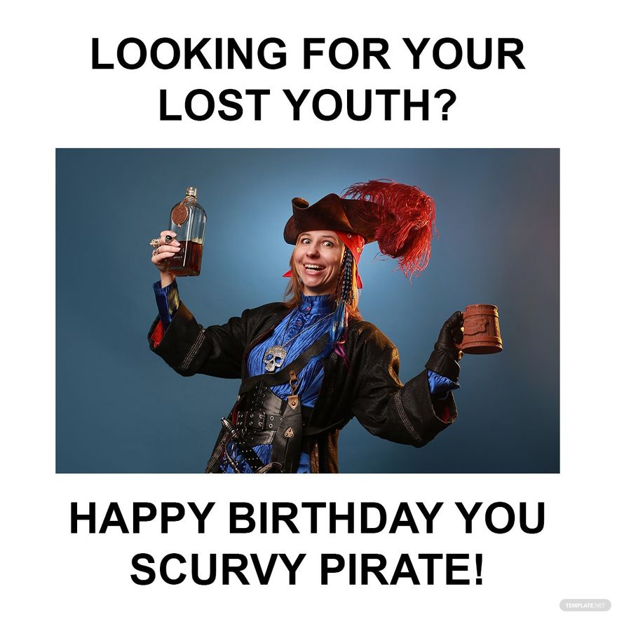 Free Happy Birthday Pirate Meme in Illustrator, PSD, JPG, GIF, PNG