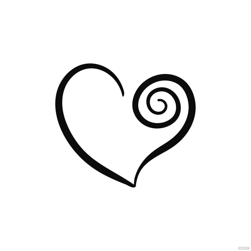 Curly Heart Outline Clipart