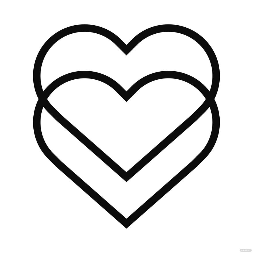 Double Love Heart Drawing in PDF, Illustrator, JPG, EPS, SVG, PNG