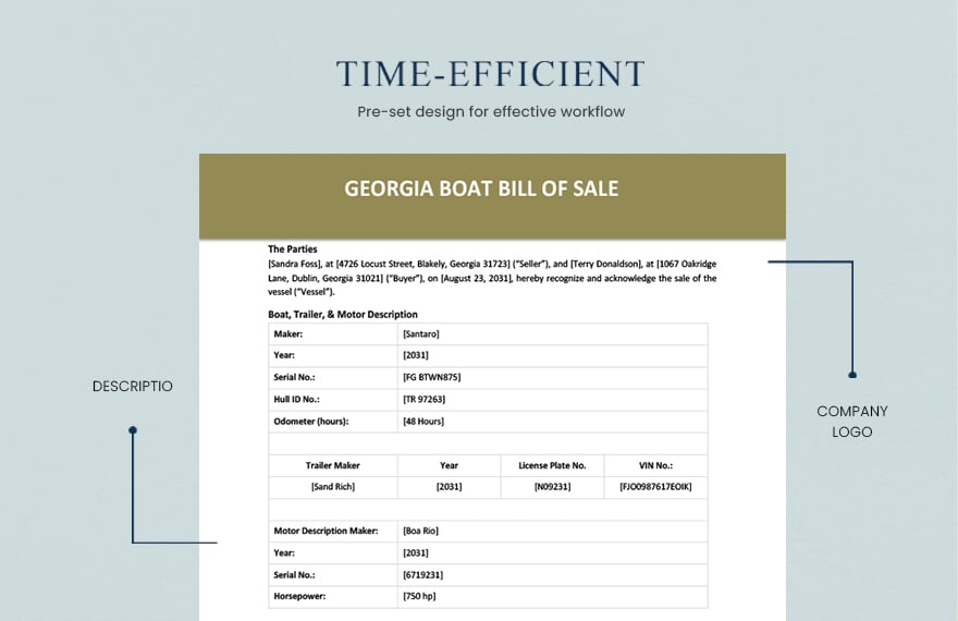 Georgia Boat Bill of Sale Template