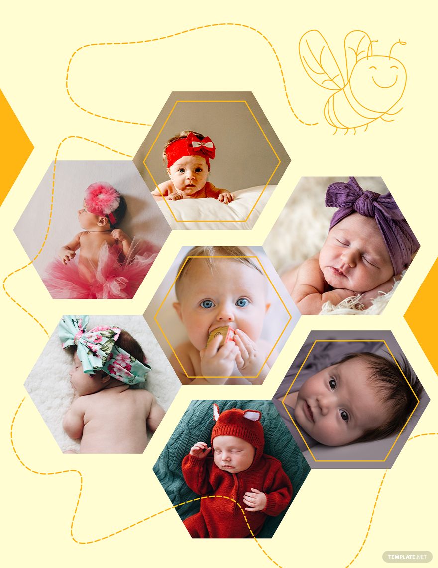 Honeycomb Newborn Photo Collage Template