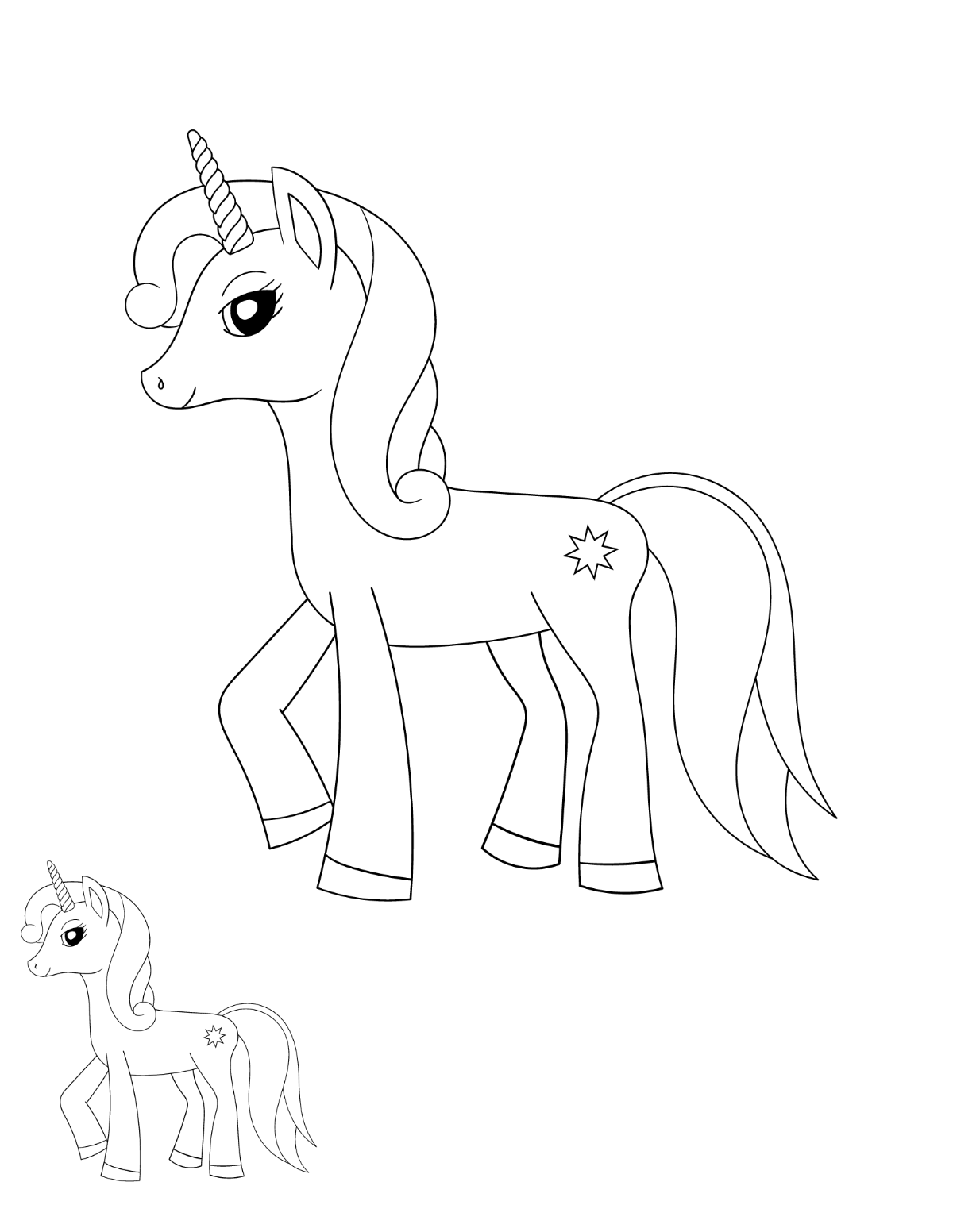 Pony Unicorn Coloring Page Template
