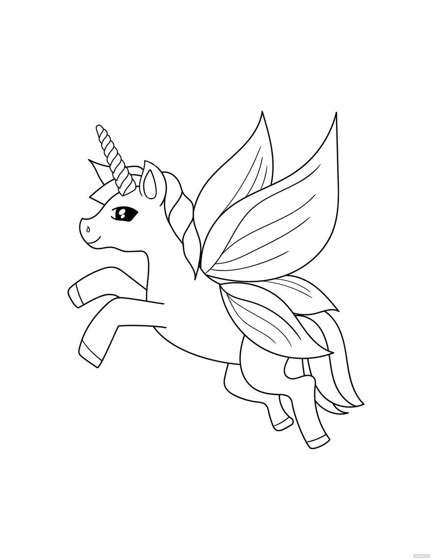 Free Butterfly Unicorn Coloring Page