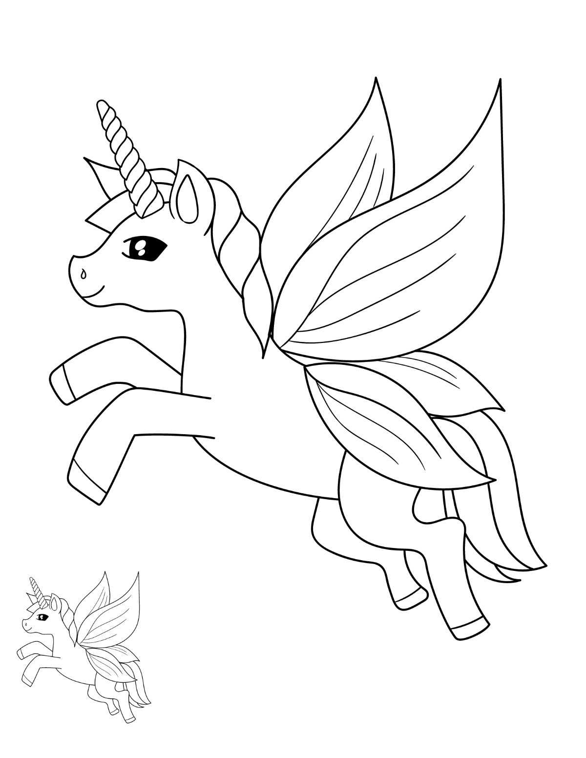 Butterfly Unicorn Coloring Page Template